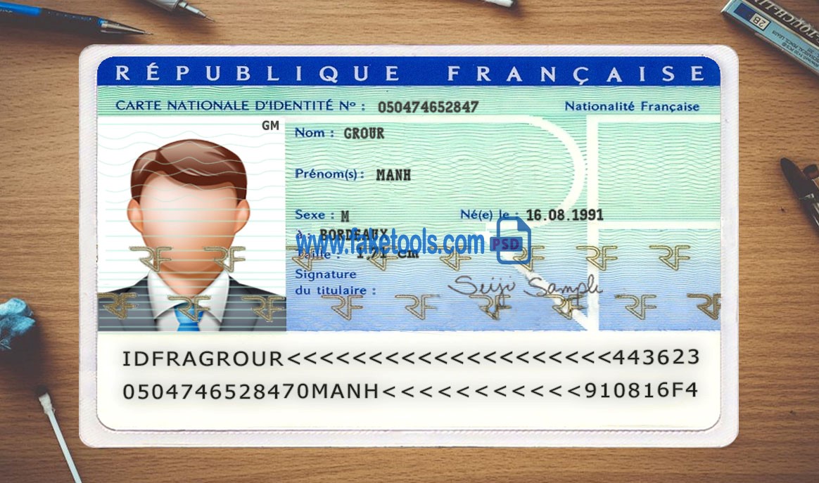 France ID Card Psd Template  Amazing Tools For French Id Card Template