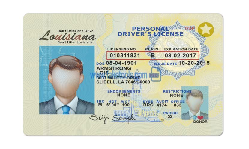 Louisiana driver license Psd Template | Amazing Tools