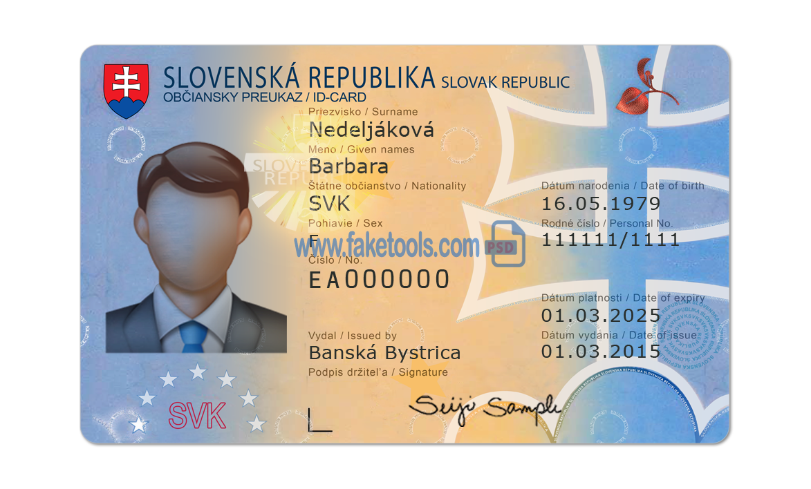 Slovakia ID Card Psd Template  Amazing Tools Inside Pvc Card Template