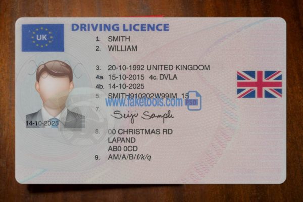 UK driver license Psd Template | Amazing Tools